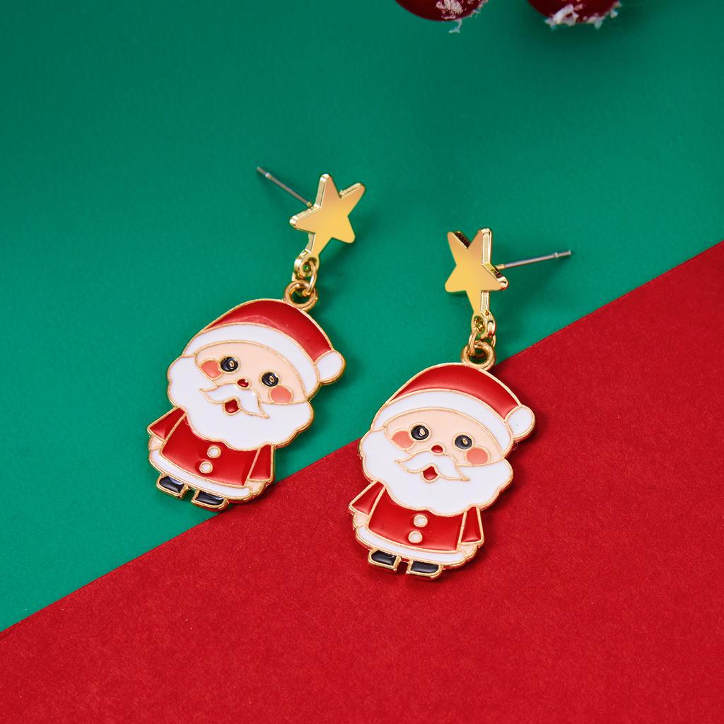 Fashion Christmas Asymmetrical Drop Earrings for Women Santa Claus Bells Snowman Xmas Tree Boots Hat Earring Girls Party Jewelry