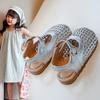 Girls Bag Head Sandals 2025 Summer New Children's Woven Princess Shoes Soft Sole Women's Treasure Summer Medium and Small Children's Leather Shoes