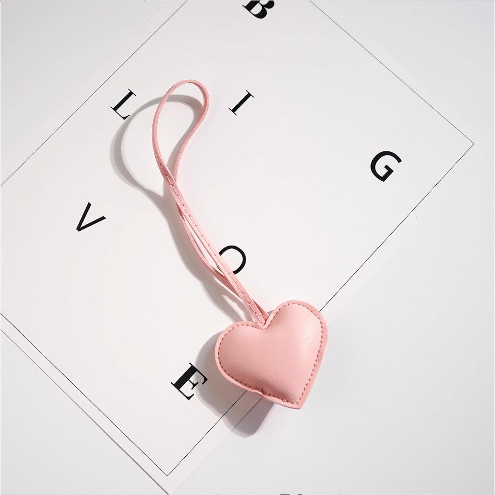 DIY Leather Heart Keychain: Peach Heart Bag Pendant and Backpack Ornament
