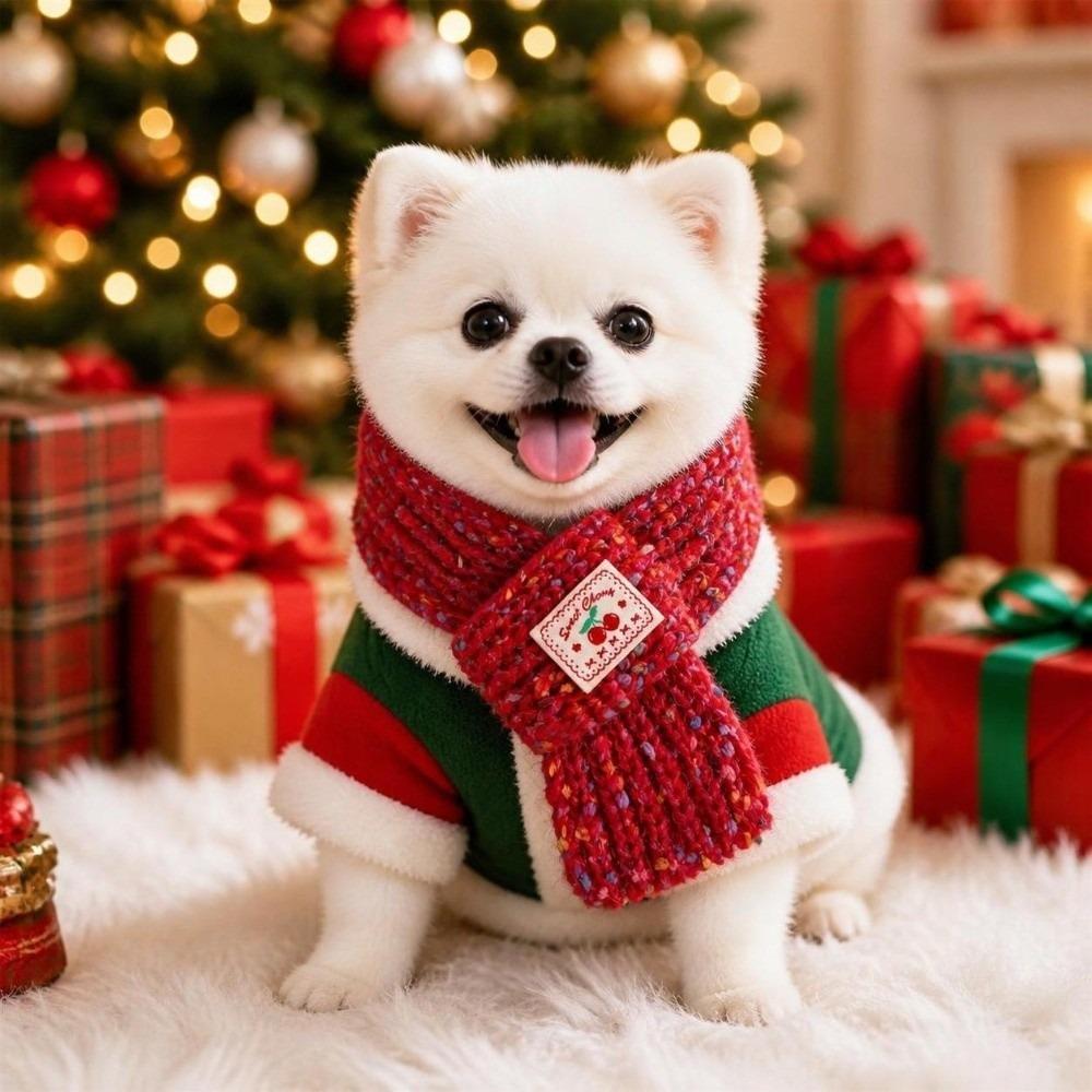 Warm Pet Neck Warmer Rainbow Cat Winter Scarf Cozy Small Dog Accessories for Puppy Kitten