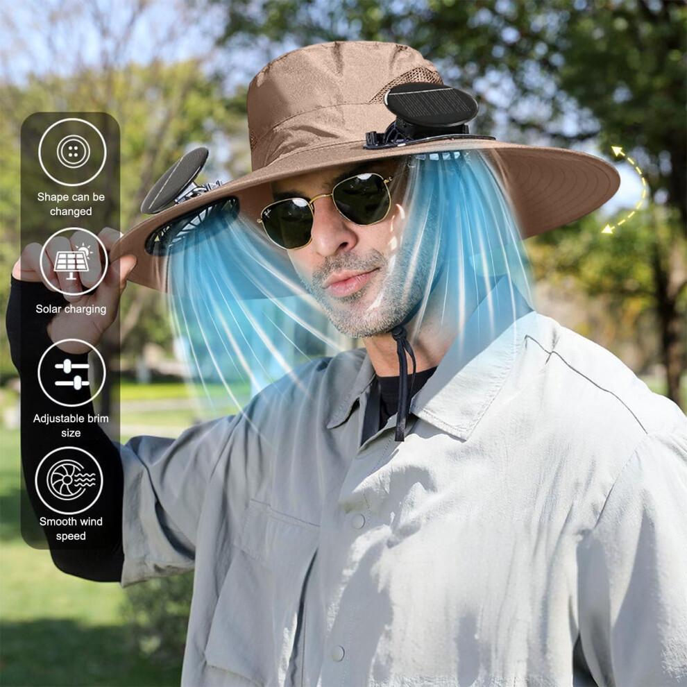 Solar-Powered Fan Hat with Built-in Dual Fans – Rechargeable & UPF 50+ Sloar Fan Cap for Outdoor Adventures (with A Pair of White Arm Sleeves)