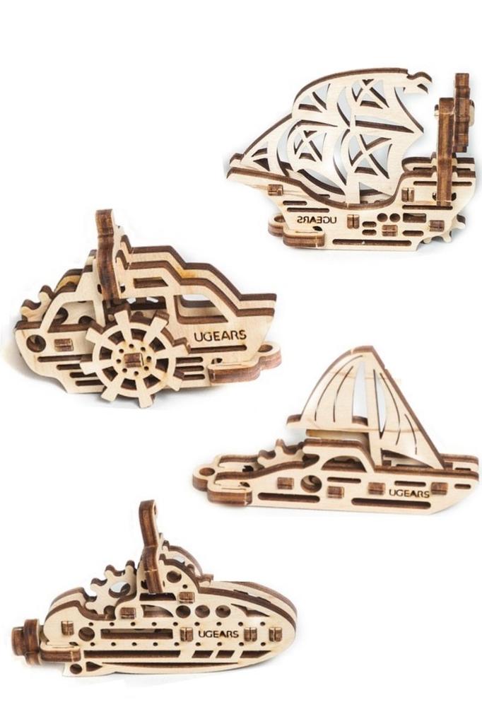Ugears Ships Wooden Toy 3D Puzzle 70035 U-Fidget - Build-It-Yourself