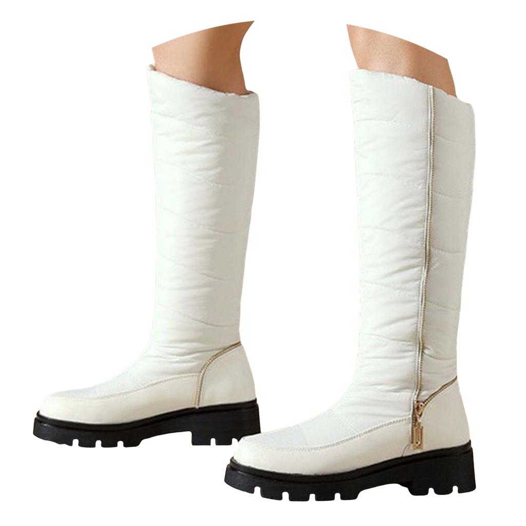 Comfortable Warm Down Fabric Thick Boots High Boots With Thick Heels Long Boots Solid Color Large Size Women's Thigh High Boots
