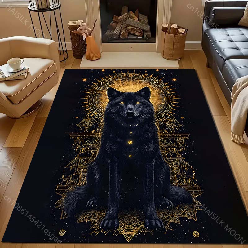 1PC Wolf Mythical Painting Carpet for Living Room Bedroom Sofa Doormat Decor Area Rug Non-slip Floor Mat Machine Washable