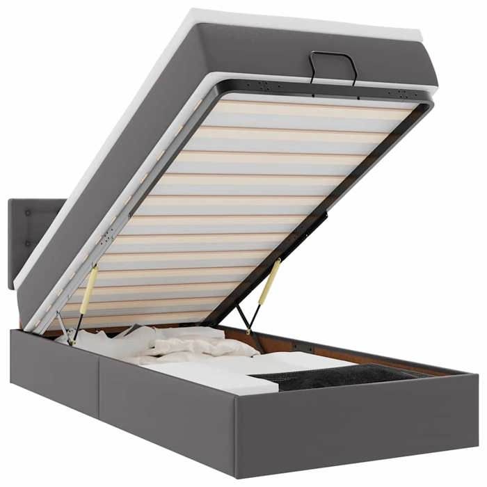 Maison Exclusive - Cadre de lit ottoman avec matelas gris 100x200 cm similicuir