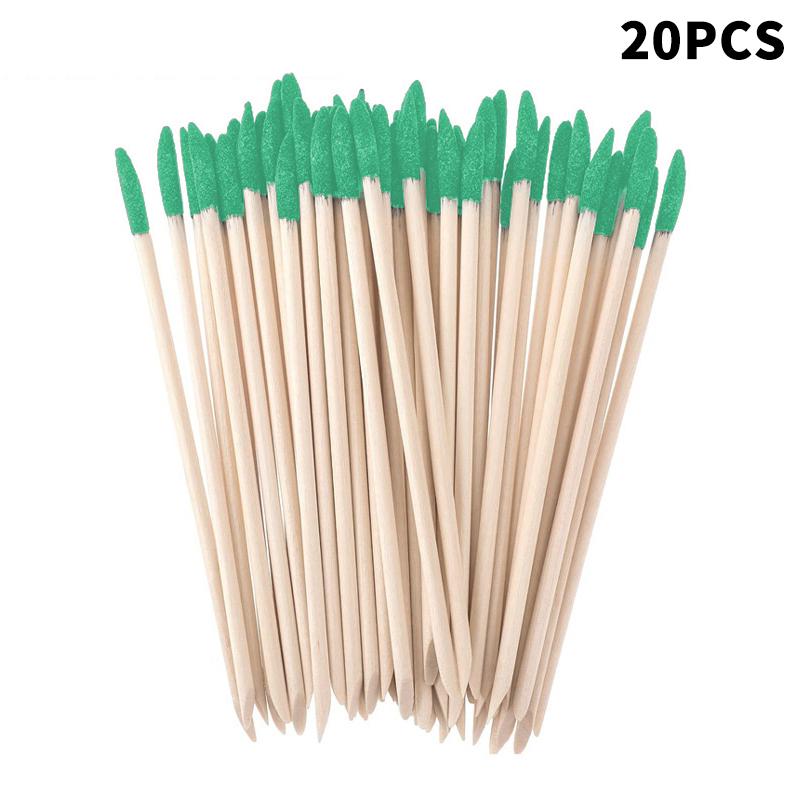 

Двусторонняя палочка для шлифовки ногтей из дерева и гравия, палочка для скрабирования ногтей, палочка для дрели, апельсиновая палочка, инструмент для маникюра, пушер, средство для удаления кутикулы, инструмент для педикюра 20PCS зелёный
