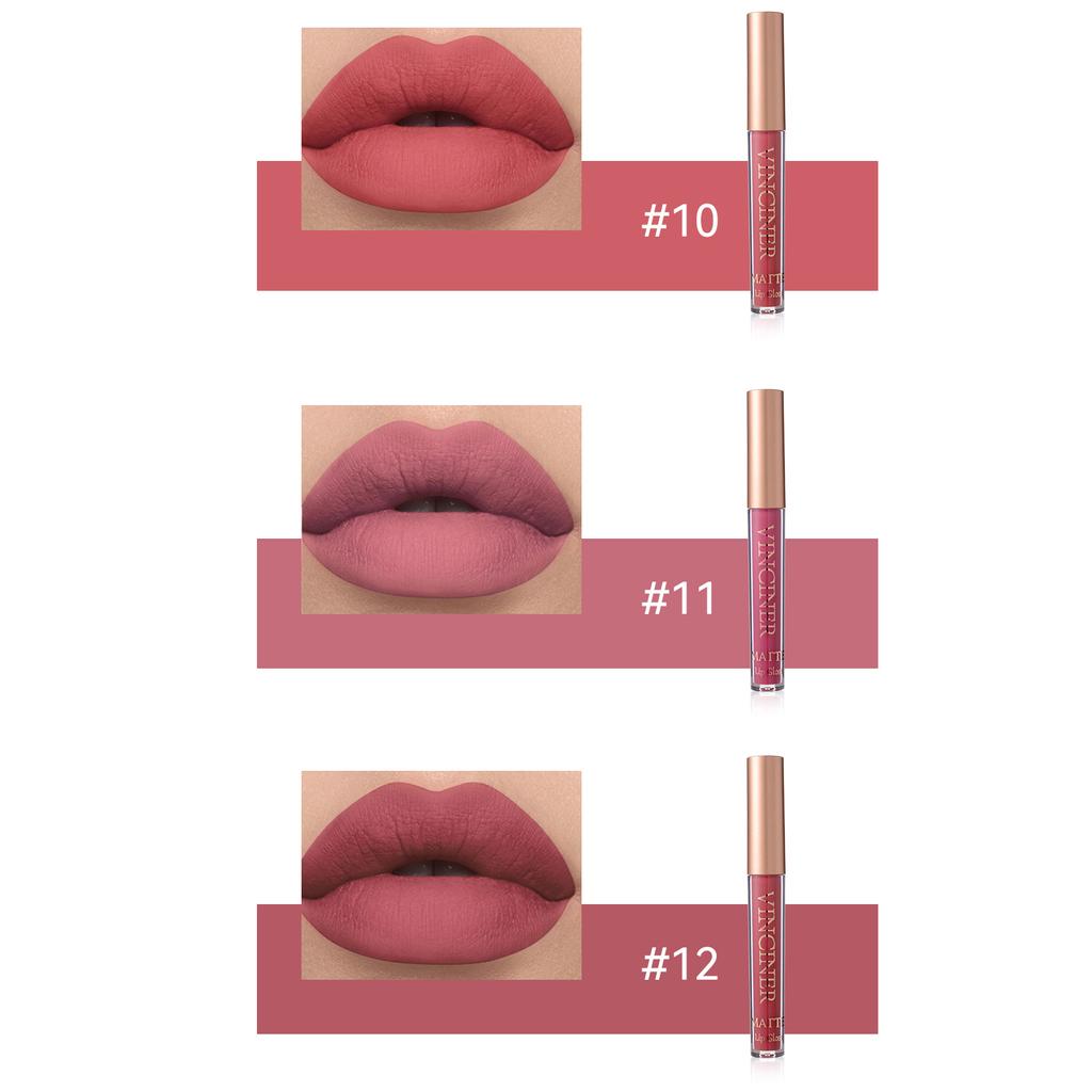 12 Farben Matte Velvet Lip Glaze Langanhaltender, wasserfester, nicht klebriger, wischfester flüssiger Lippenstift Valentinstagsgeschenke