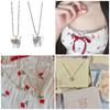 Zircon Bow Cat Pendant Necklace Adjustable Length Clavicle Chains Fashionable Animal Collarbone Chain Jewelry for Women