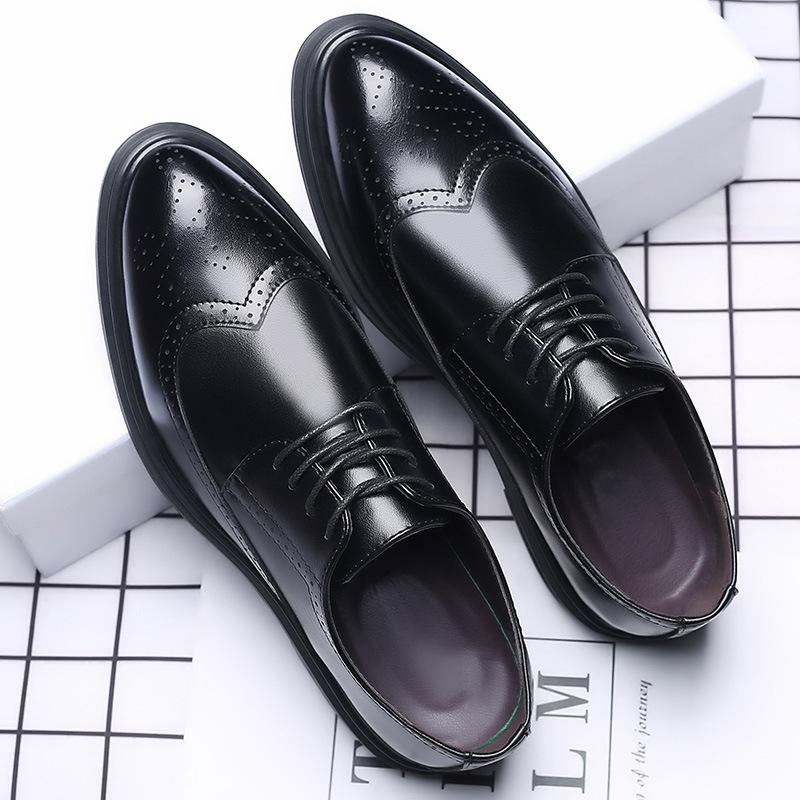 New Men's Brock Leather Shoes Business Casual British Dress Leather Shoes Korean Edition Shoes Men's Breathable