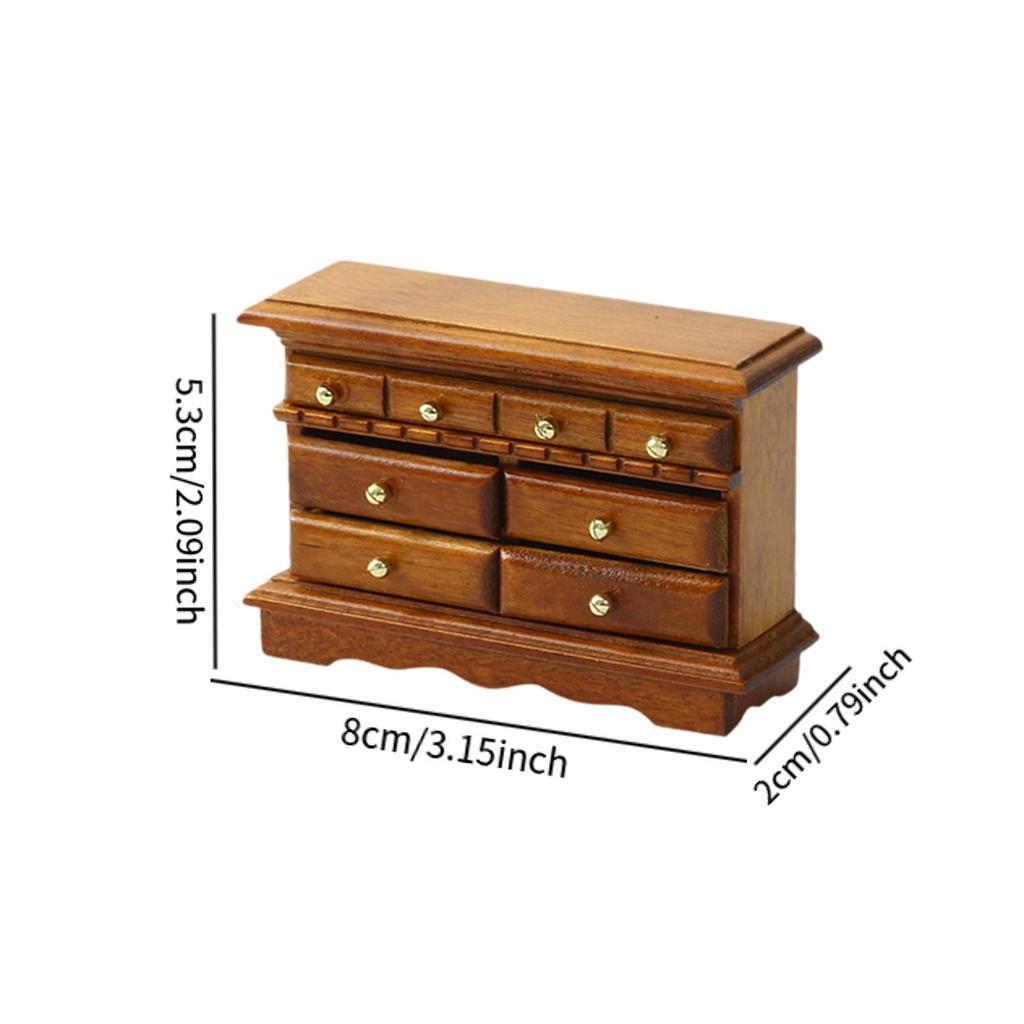 1/12 Dollhouse Wooden Miniature Bedroom Bedside Table Storage Drawer Cabinet Model Doll House Bedroom Decor House Ornament