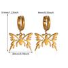 Lily Flower Pendant Hoop Earrings For Women Elegant Gold Color Geometry Heart Stainless Steel Hanging Earring Jewelry Party Gift