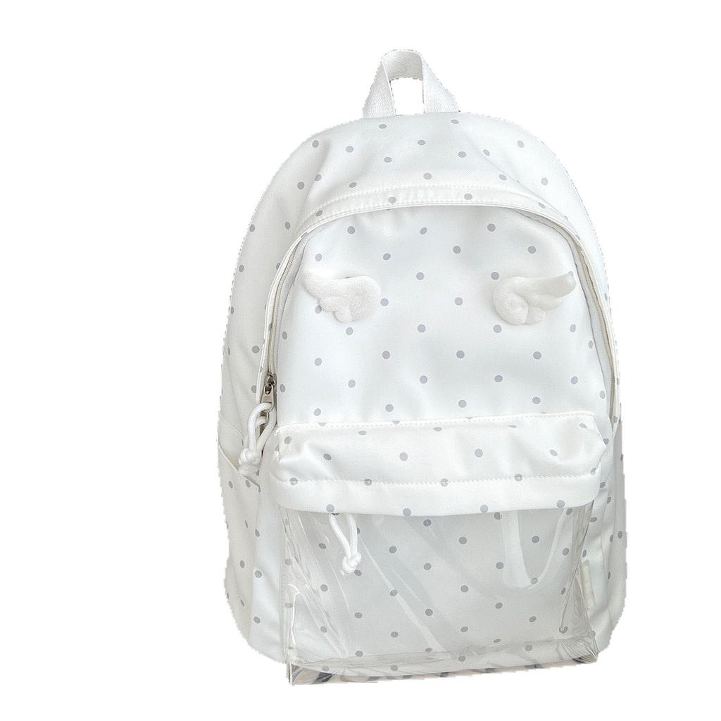 Schoolbag High Value Cute Travel Backpack Student Schoolbag Female Polka Dot Transparent Pain Bag Baby Bag Junior High School Large Capacity Backpack