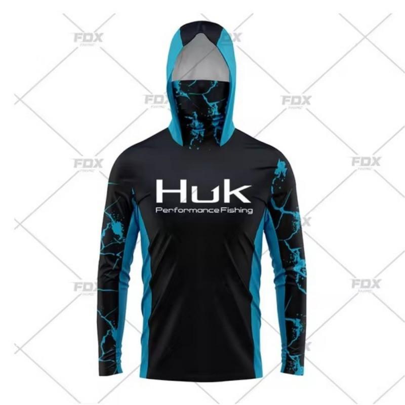 HUK Tuta da Pesca con Cappuccio e Maschera per Sport all'Aperto Leggera Protezione Solare Maniche Lunghe Luya