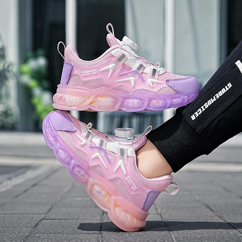 Fashion New Children's Casual Shoes Breathable Mesh PU Leather School Sports Shoes Lightweight Fashionable Wear-Resistant Running Shoes