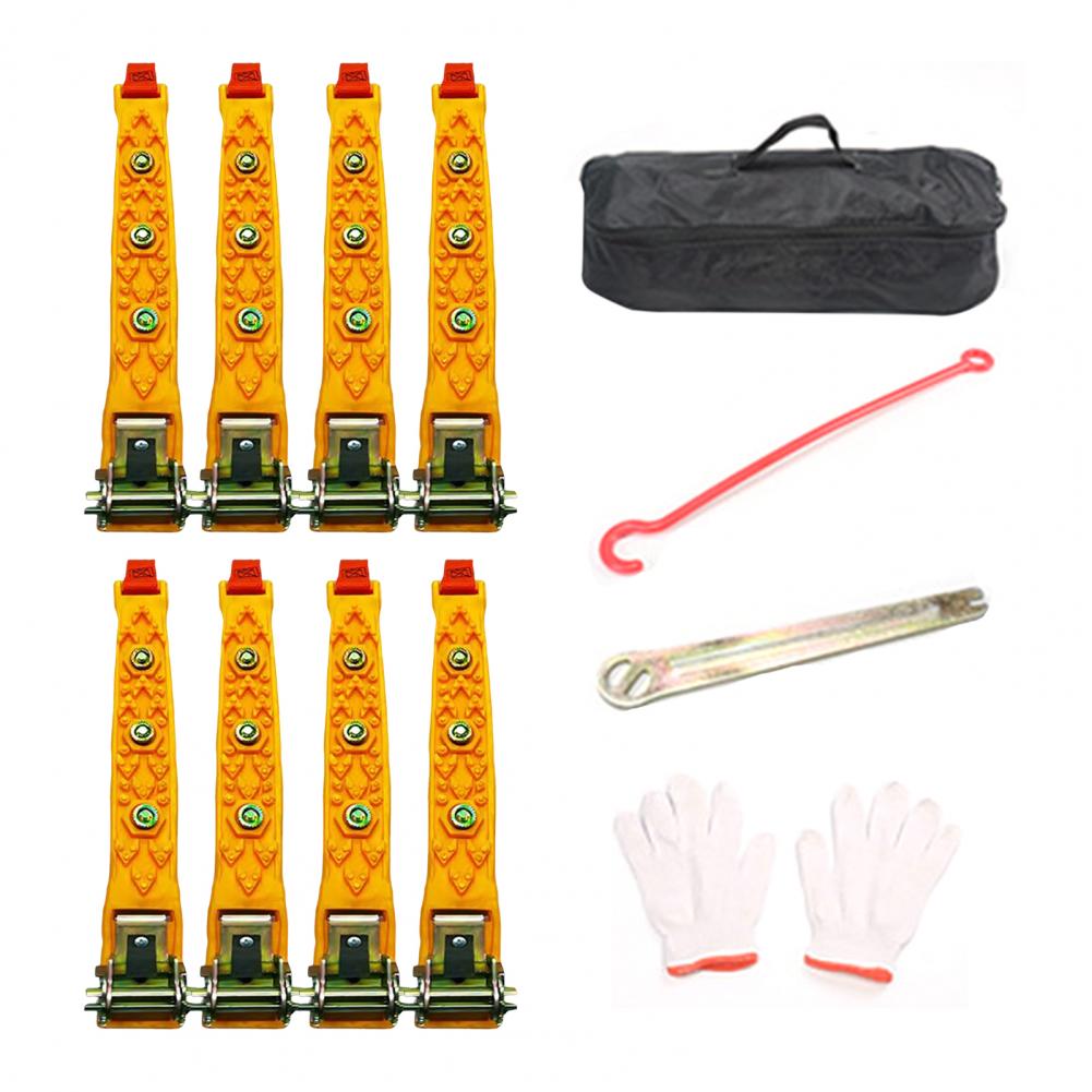 8Pcs Anti-Slip Tire Snow Chains Universal Car Snow Chains for SUVs Trucks Pickups Emergency Adjustable Tire Chain for Rain Snow
