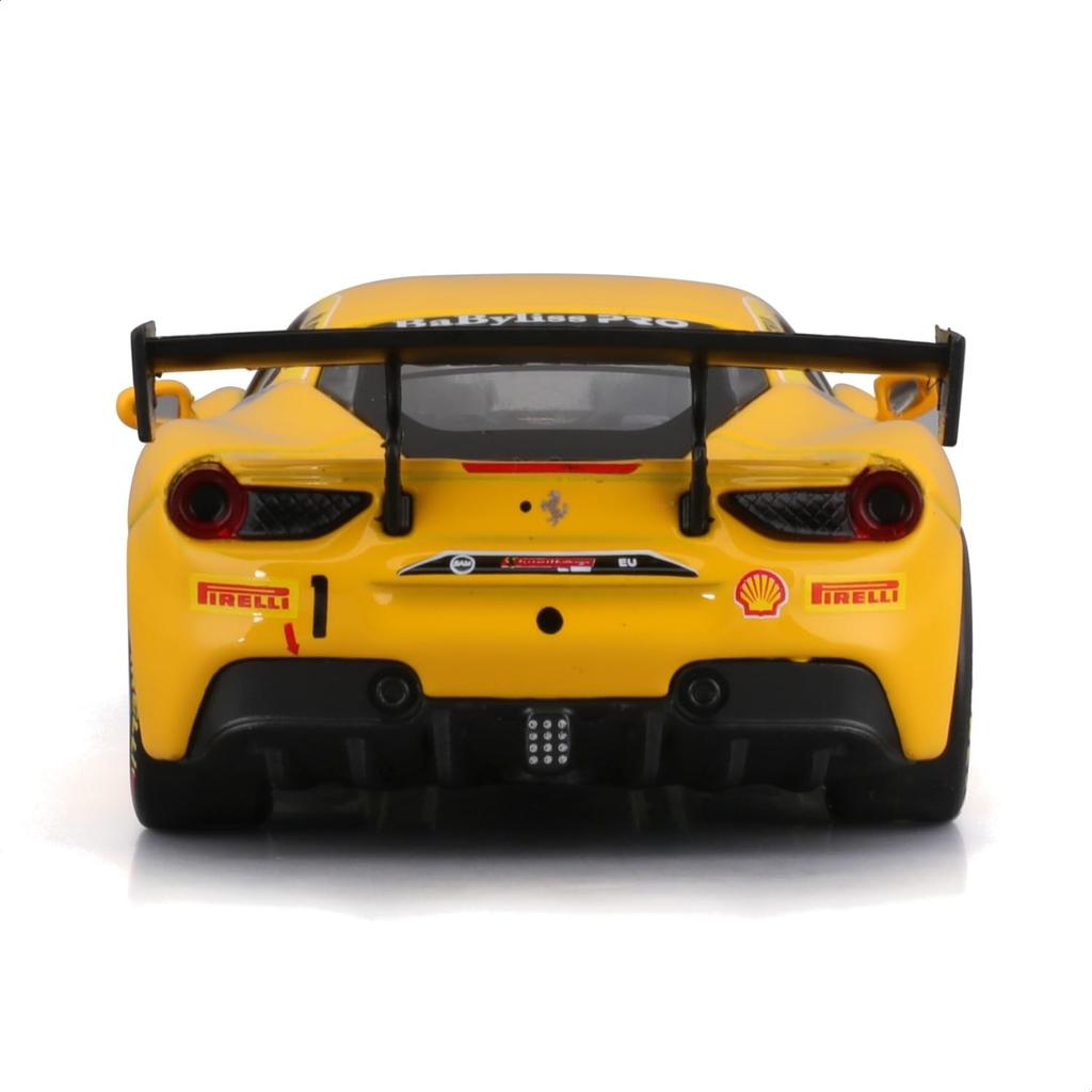 Bburago 1/43 Scale Ferrari 488 Challenge 2017 #1 Yellow / Race Sports Car Diecast Model Car Finished Product 18-36306