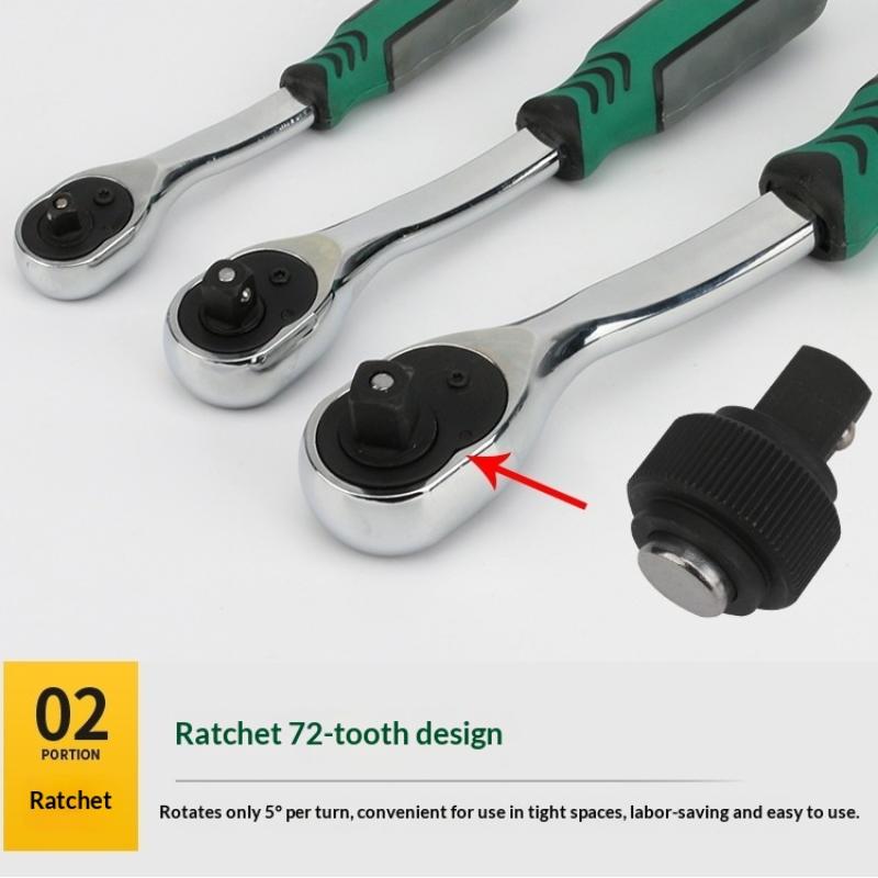 1Pcs 1/2 1/4 3/8 Flying Wrenches 24/72 Tooth Quick Ratchet Wrench Two-Way Socket Wrench Repair Tools For For Vehicle Bicycle
