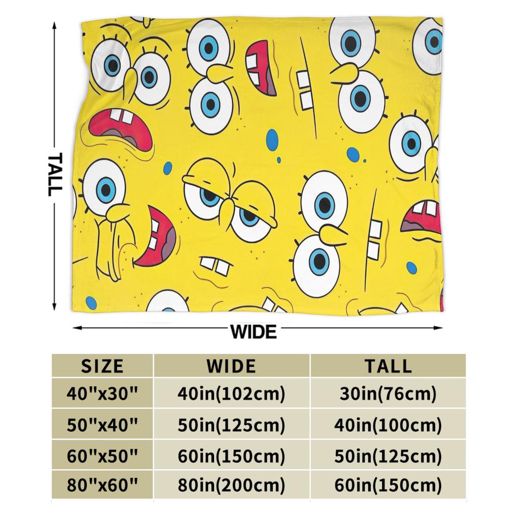 Cartoon Blanket Flannel Spring Autumn SpongeBob SquarePants Breathable Super Soft Throw Blankets for Bedding Car Bedspread