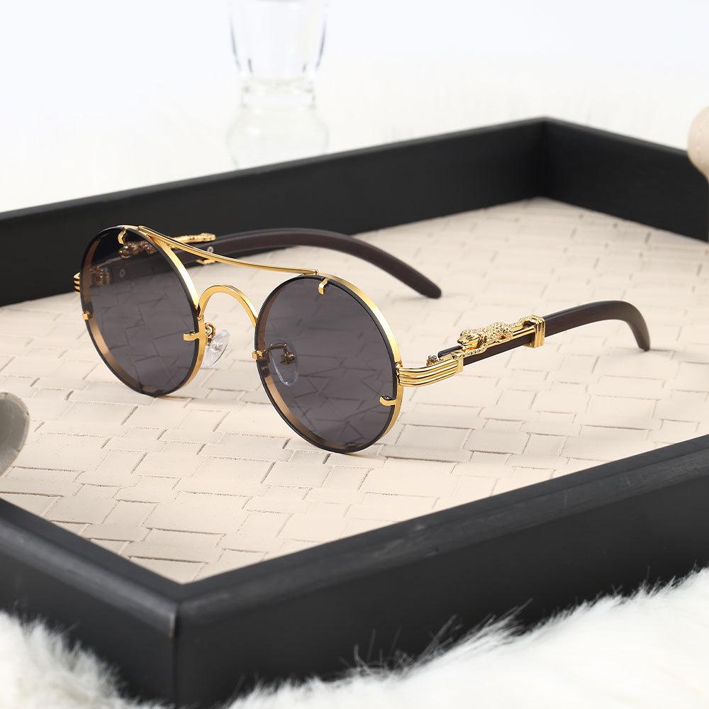 Fashionable Metal Round Frame Sunglasses Unisex UV400 Ultraviolet Proof Eye Protection Shades Glasses Stylish