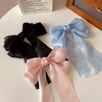 Korean Style Candy Color Bow Ribbon Mesh Spring Hairpin Clip