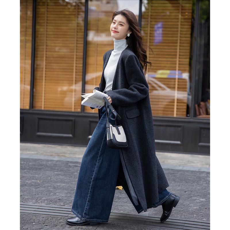Mokana Women's Merino Wool Double-Sided Long Coat MKNJD2989