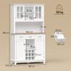 High-end buffet with LED lighting, sideboard, 4 doors including 2 glass ones, drawers, bottle rack, white