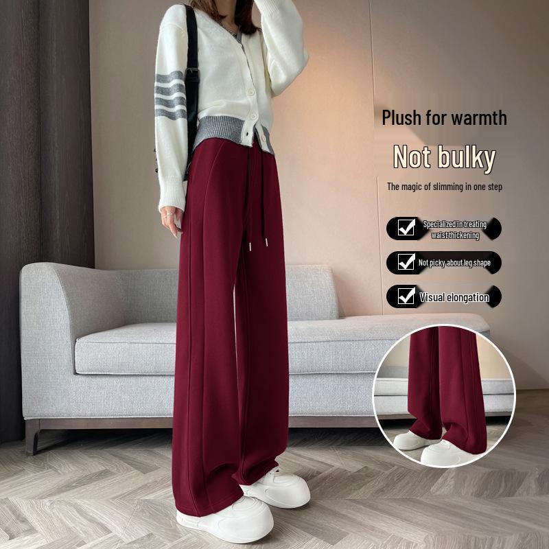 Women's Wide-Leg Velvet Sweatpants - Height-Enhancing Banana Sports Pants for Autumn/Winter 2025