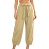 Women's Casual Elastic Waist Drawstring Pants with Pockets Lightweight Loose Fit Lounge Trousers for Everyday Wear