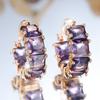 Luxury Female Big Purple Zircon Stone Hoop Earrings Fashion Gold Color Wedding  For Women