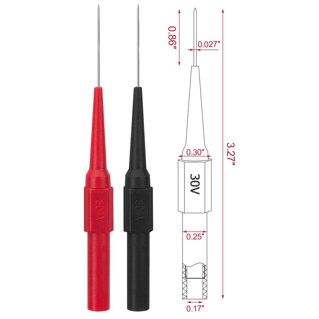 10Pcs 30V Diagnostic Tools Multimeter Test Lead Extention Back Piercing Needle Tip Probes Car Automotive Test Probe Kit 0.7MM