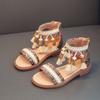 Children's Roman shoes Girls' sandals Summer 2025 New middle-aged and older children's Korean version soft-soled ethnic style retro princess shoes