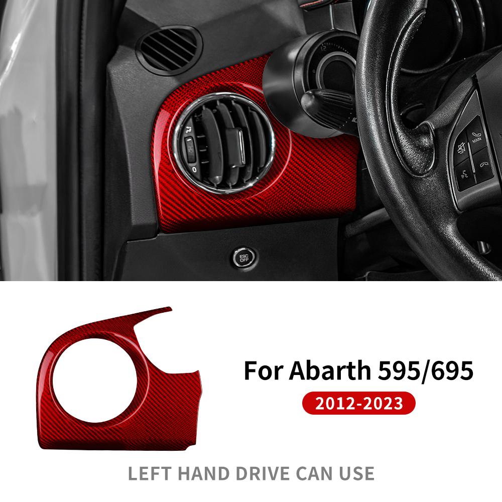 Real Hard Carbon Fiber Sticker For Fiat 500 2008-2025 Abarth 595 695 2012-2025 2025 2025 RHD Car Driver Side Air Outlet Panel