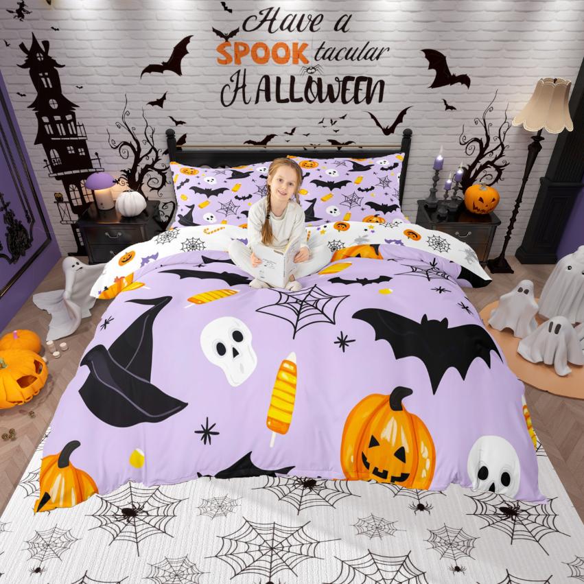 Homewish Gothic Theme Duvet Cover SetSpooky Halloween Comforter Cover SetBlack Crown Birds Bed Set For Boys Teens