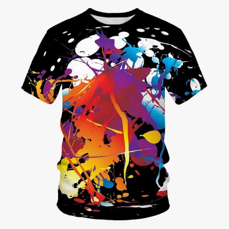 Summer Tie Dye T-Shirts Graffiti Paint 3D Print Kids Clothing Short Sleeve Girls Clothes Harajuku Children's T-Shirt Boy Tops