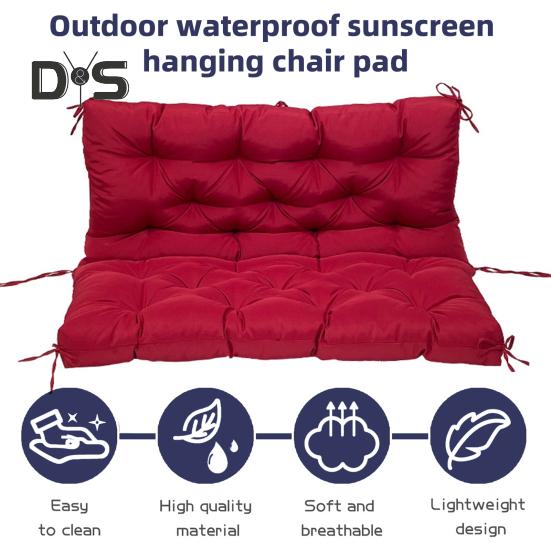 Schaukelstuhlkissen mit Rückenlehne, 2-/3-Sitzer-Gartenbank-Sitzkissen mit Bändern, wasserdichtes Outdoor-Bank-Sitzkissen für Terrassenüberdachungsmöbel