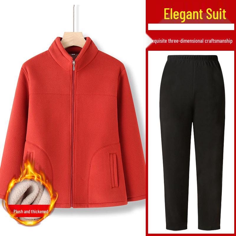 Women's Fleece Hoodie Jacket for Elderly - Winter & Spring Wear