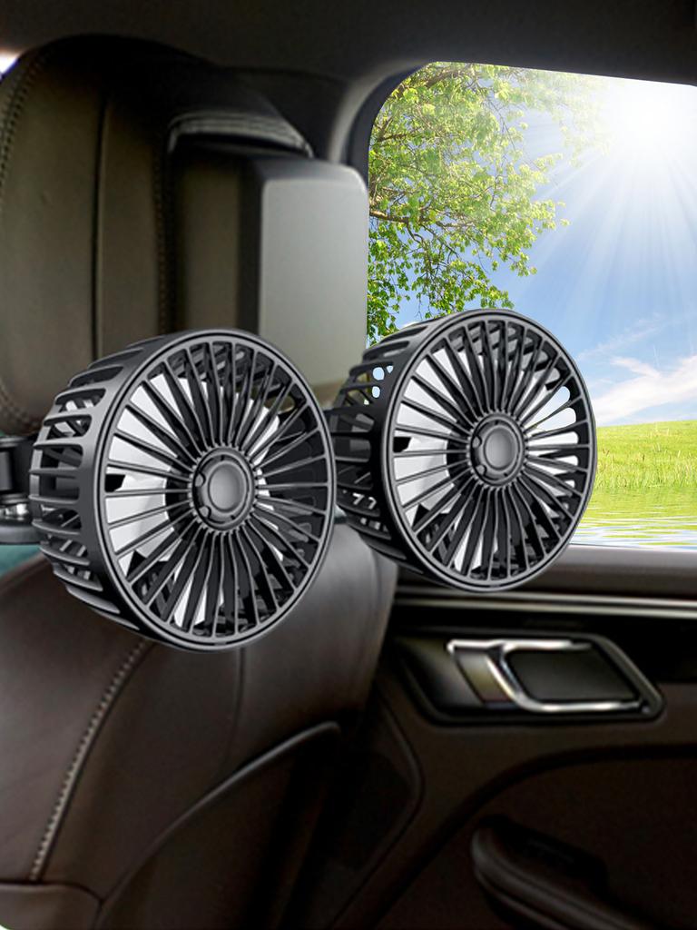 Car Fan 3-speed Car Seat Back Cooling Fan USB Charge Dual Head Fan 360 Degree Rotation Neck Cooler for Summer Cars Accessories