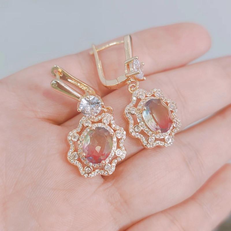 Geometrische Zirkonia Tropfen Ohrringe für Frauen 2023 Neue Mode Gold Farbe Hochzeit Engagement Party Schmuck Zubehör