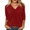 Damen Casual V-Ausschnitt Geometrischer Print Oberteil, Dreiviertelarm Bluse für den Alltag