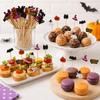 Halloween Wooden Picks Pumpkin Ghost Bat Fruit Toothpicks for Halloween Party Cupcake Dessert Food Table DIY Decoration Supplies