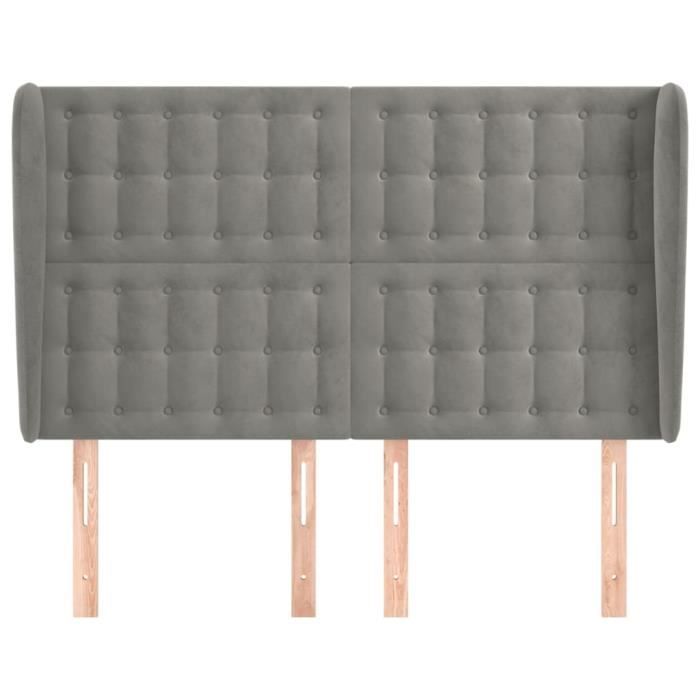 VidaXL Tête de lit avec oreilles Gris clair 147x23x118-128 cm Velours3118438