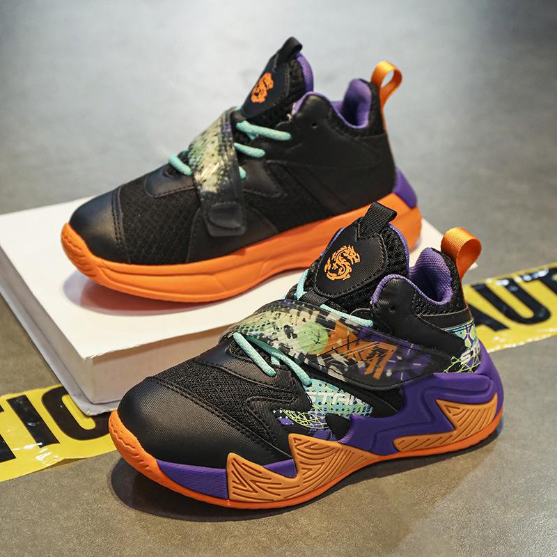 Spring and Summer Boys' Shoes Medium and Older Children's Professional Training New Shock-absorbing Sports Shoes Children's Basketball Shoes Sneakers