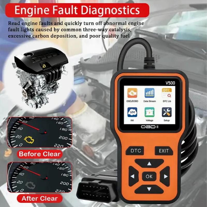OBD2 Scanner V500 - Instant Code Reader & Voltage Check | Full System Diagnostics for OBDII/CAN Cars |10s Fault Analysis