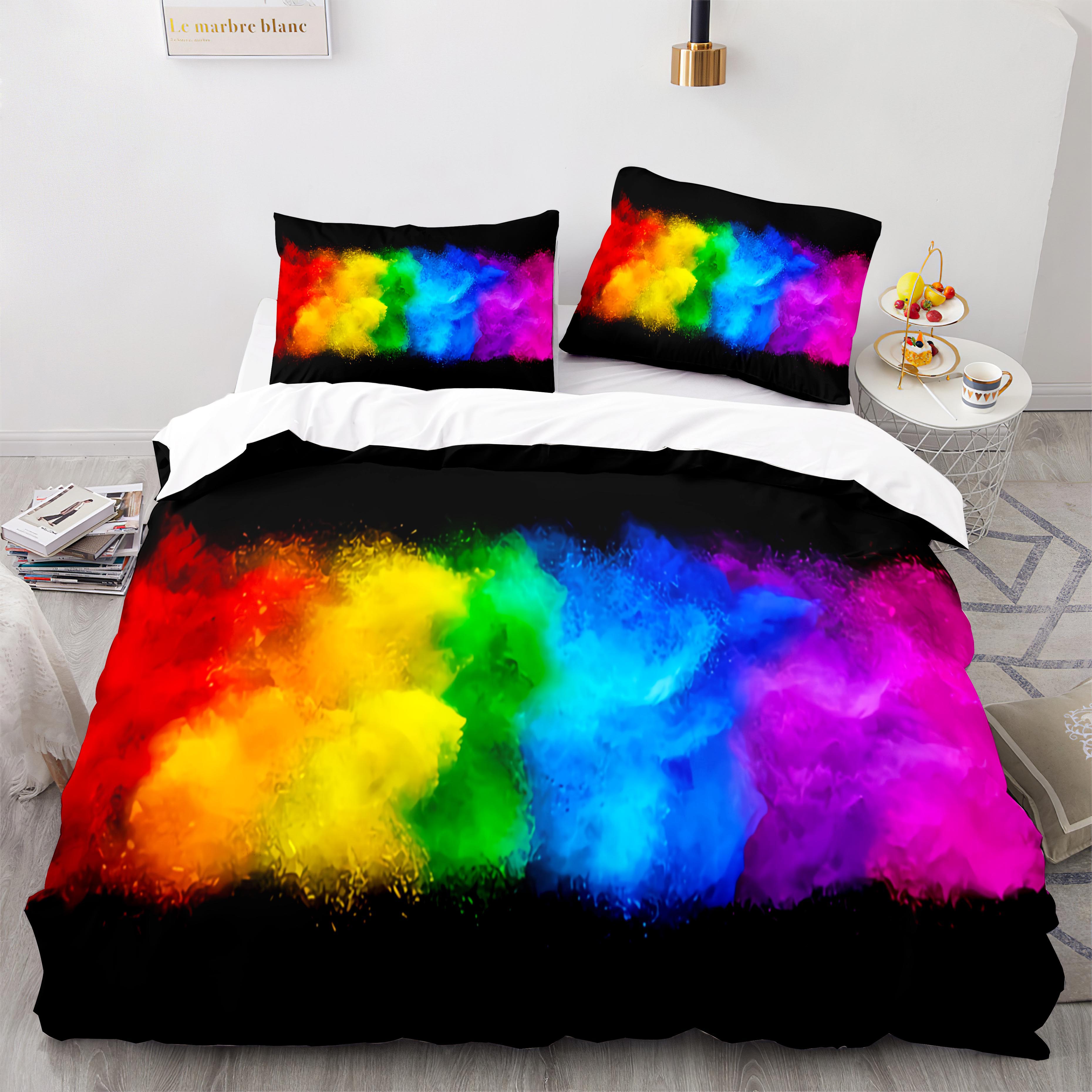 

Colorful Rainbow Bedding Set Single Twin Full Queen King Size Rainbow Bed Set 3D Anime EU single(135x200cm)