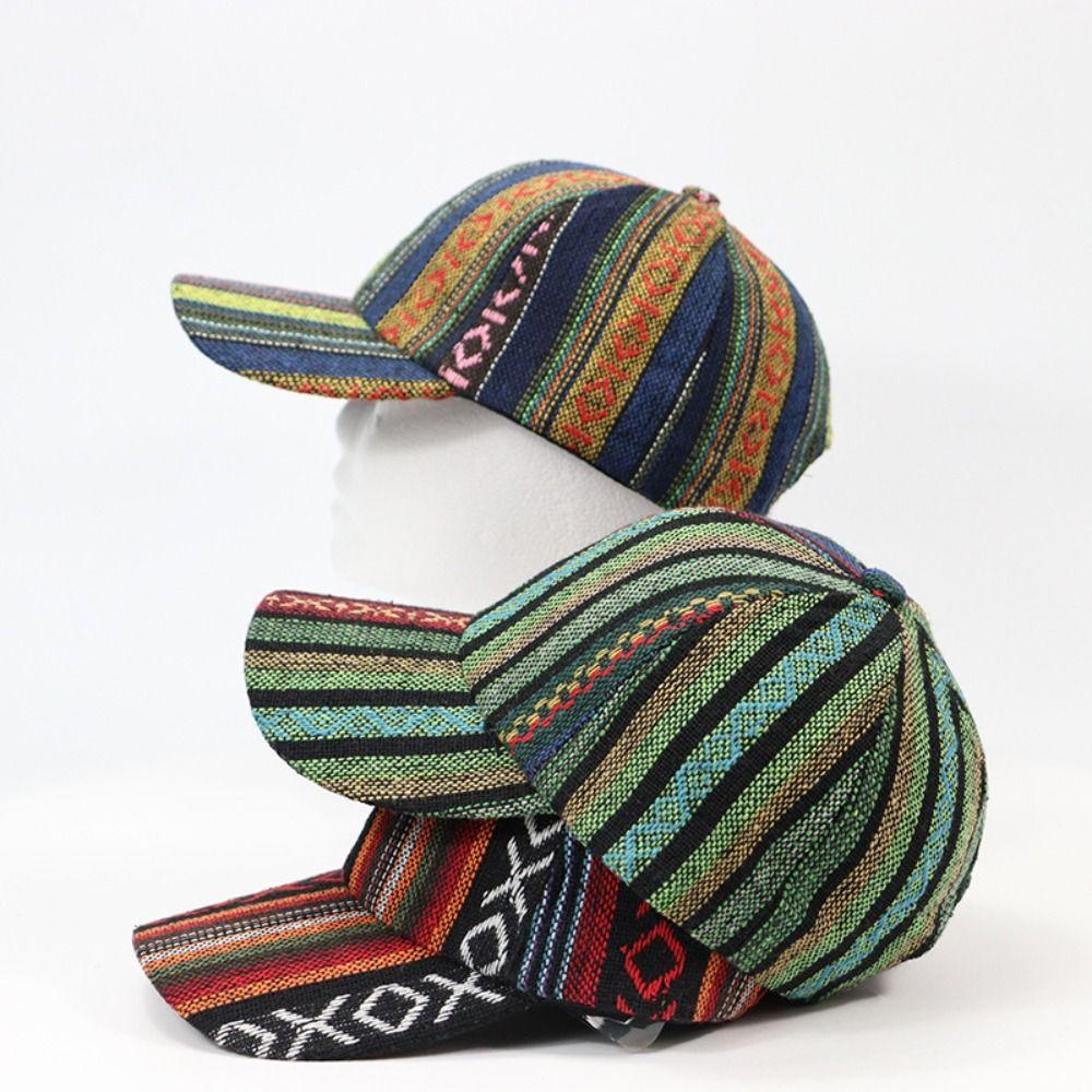 Bohemian Stil Baseballkappe Stoff Zufällig Bunt Gemustert Schirmmütze Patchwork Verstellbar Baseballmützen