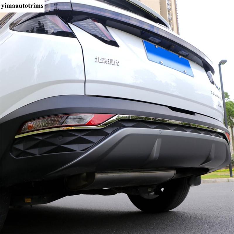 For Hyundai Tucson NX4  -  Car Rear Foglight Lamp Bumper Strip Sequin Decoration Cover Trim Stainless Steel Accessories