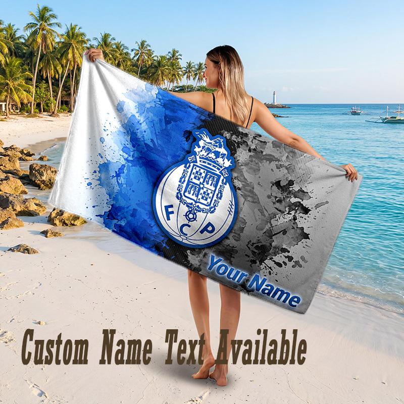 FC Porto Design Beach Towel Custom Text Large Towel for Beach Vacation