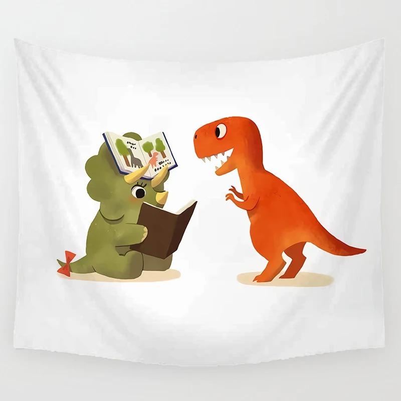 Wanddekoration Zuhause Wandteppich Liebt Lesen Kleiner Dinosaurier Kunst Hintergrund Büro Wohnzimmer Wandteppich