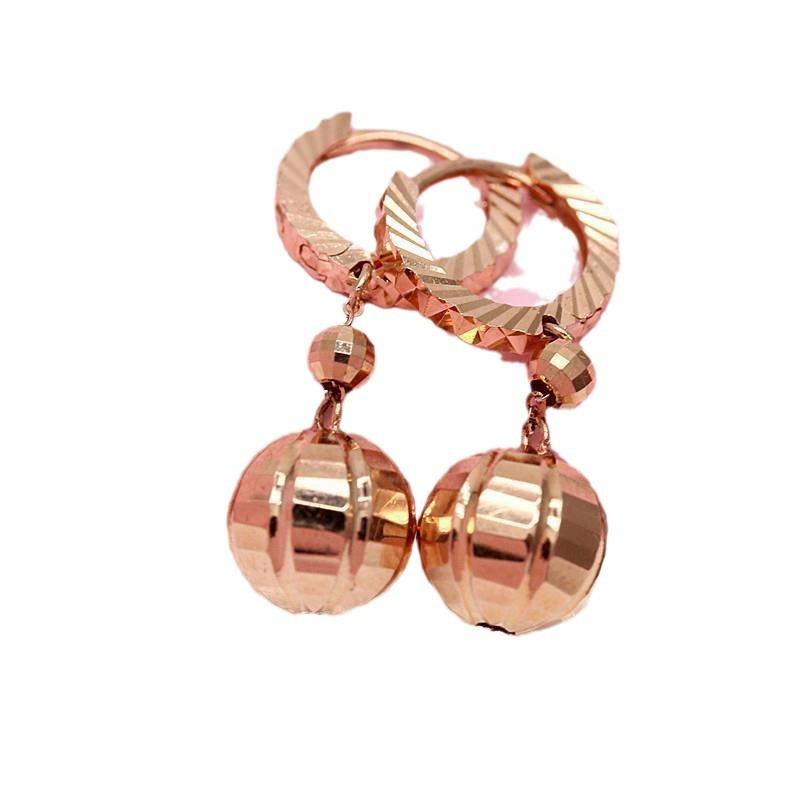 Purple Gold Candy Ball Earrings Women'S Fashion Temperament Foreign Gas Plated Rose Gold Earrings