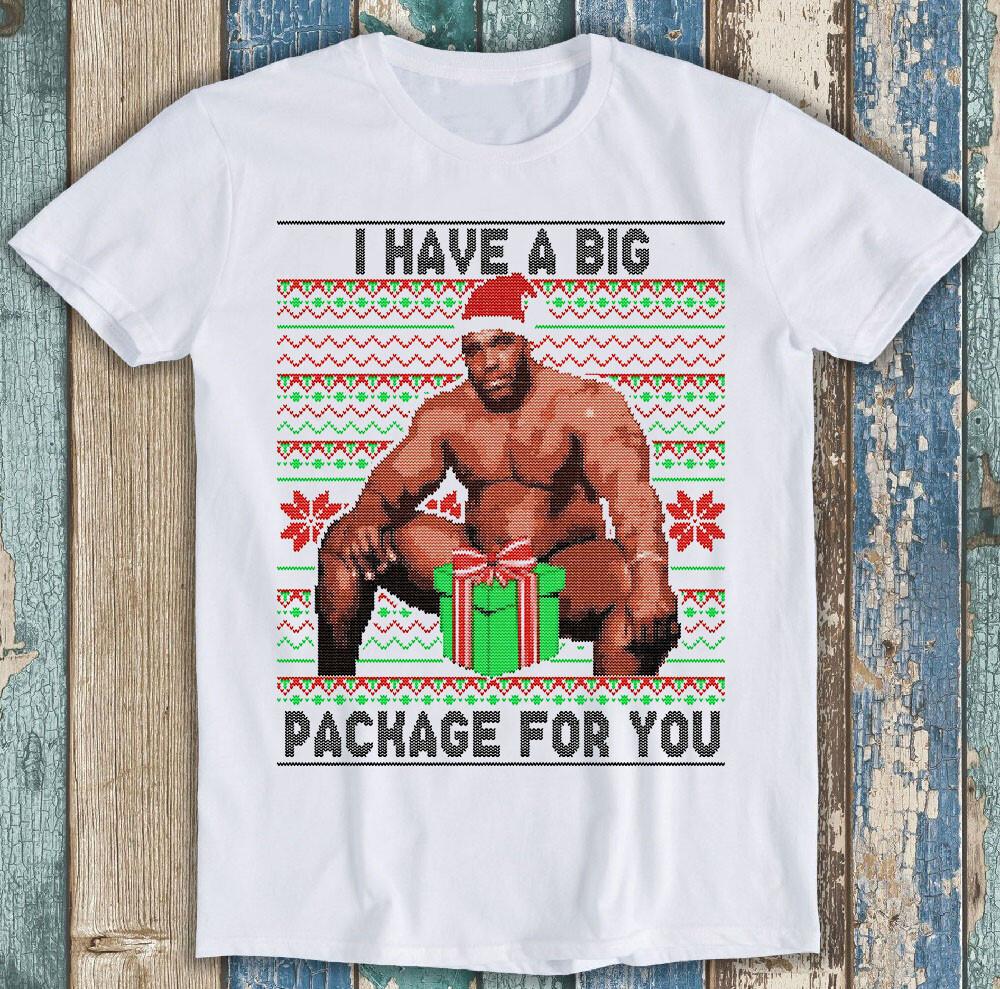 Barry Sitting On A Bed Big Package Ugly Christmas Xmas Funny Gift T Shirt M1292